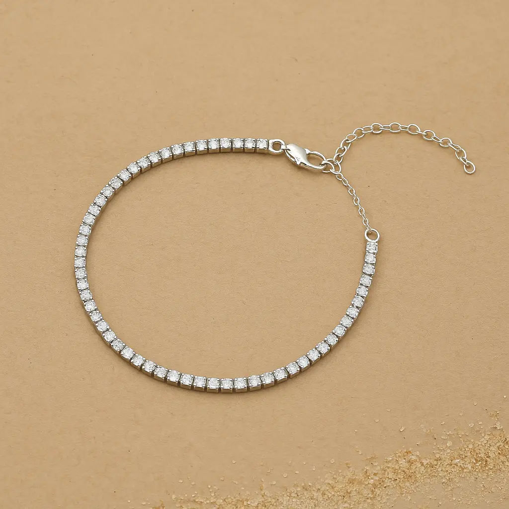 One Layer Rhinestone Anklet Set for Women and Girls