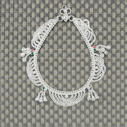 [PRD0018] Divisjewel Traditional Oxidized Silver Anklet with Ghungroo Beads and Chain Links